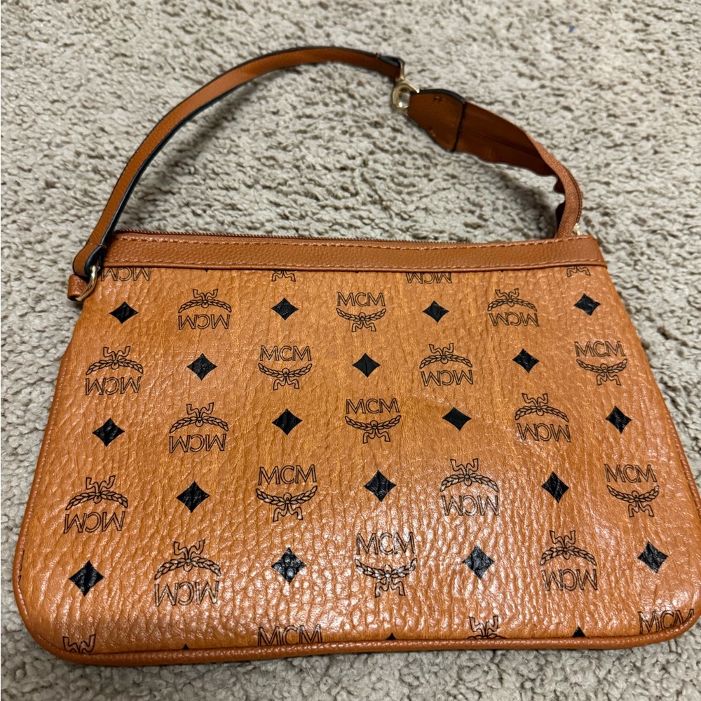 MCM Tan Leather Shoulder Bag clutch